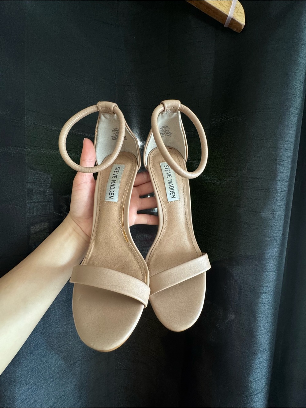 Steve Madden Nude Ankle-Strap Open-Toe Heels